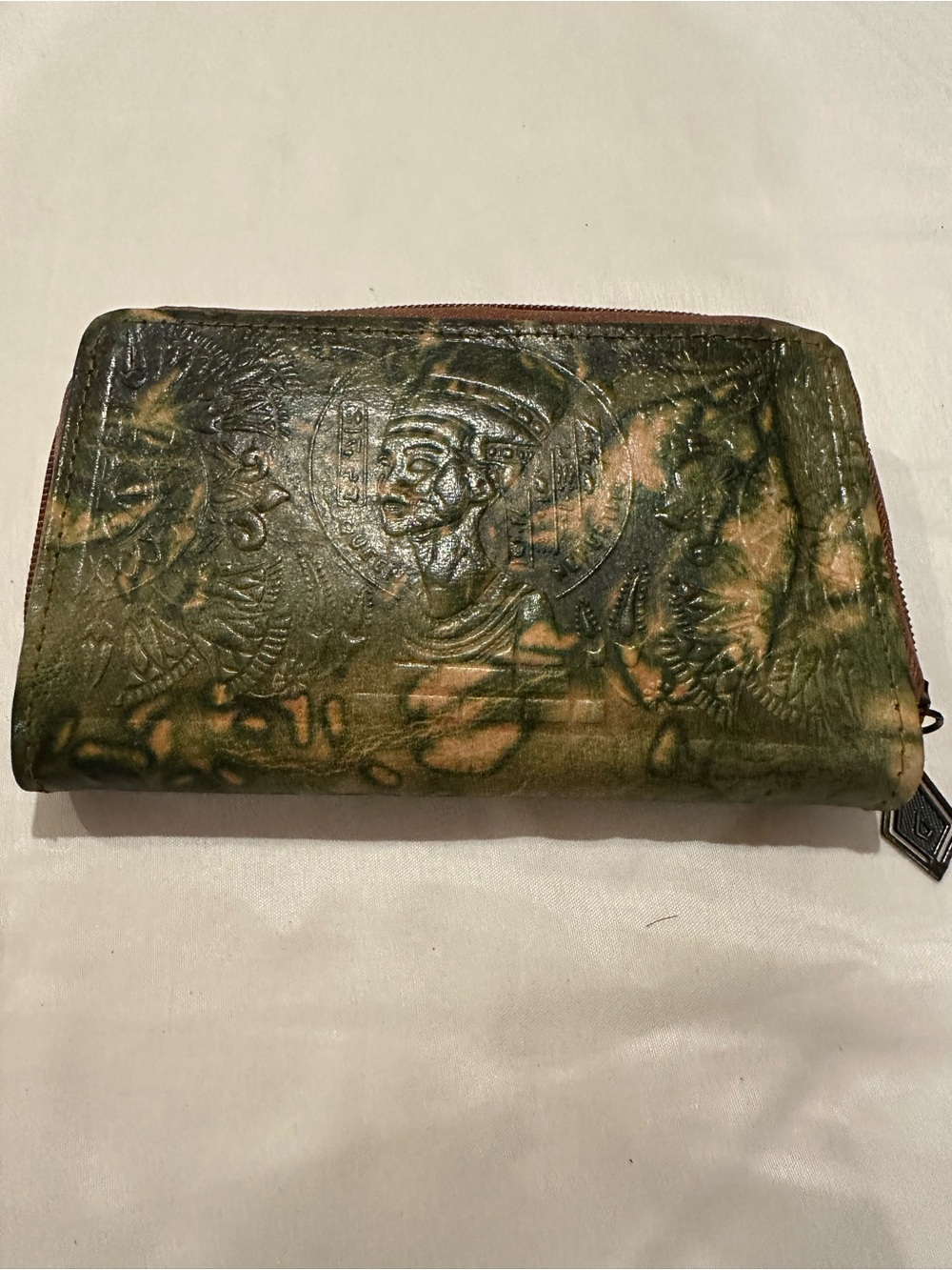 Green and Tan Embossed Leather pharaonic women’s Wallet